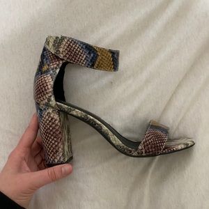 Jeffrey Campbell multi color snake print heel
